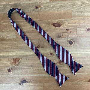Brooks Brothers 346 Mens Silk Bowtie Burgundy Blue Striped Adjustable Luxury USA